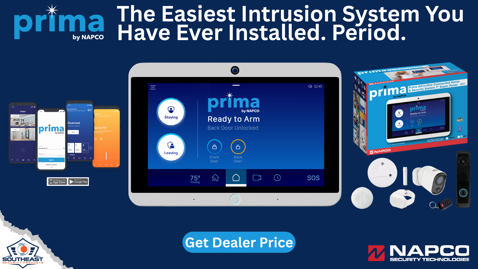 Prima Smart Home Super Panel smart security system with mobile app, panel, accessories, and dealer pricing