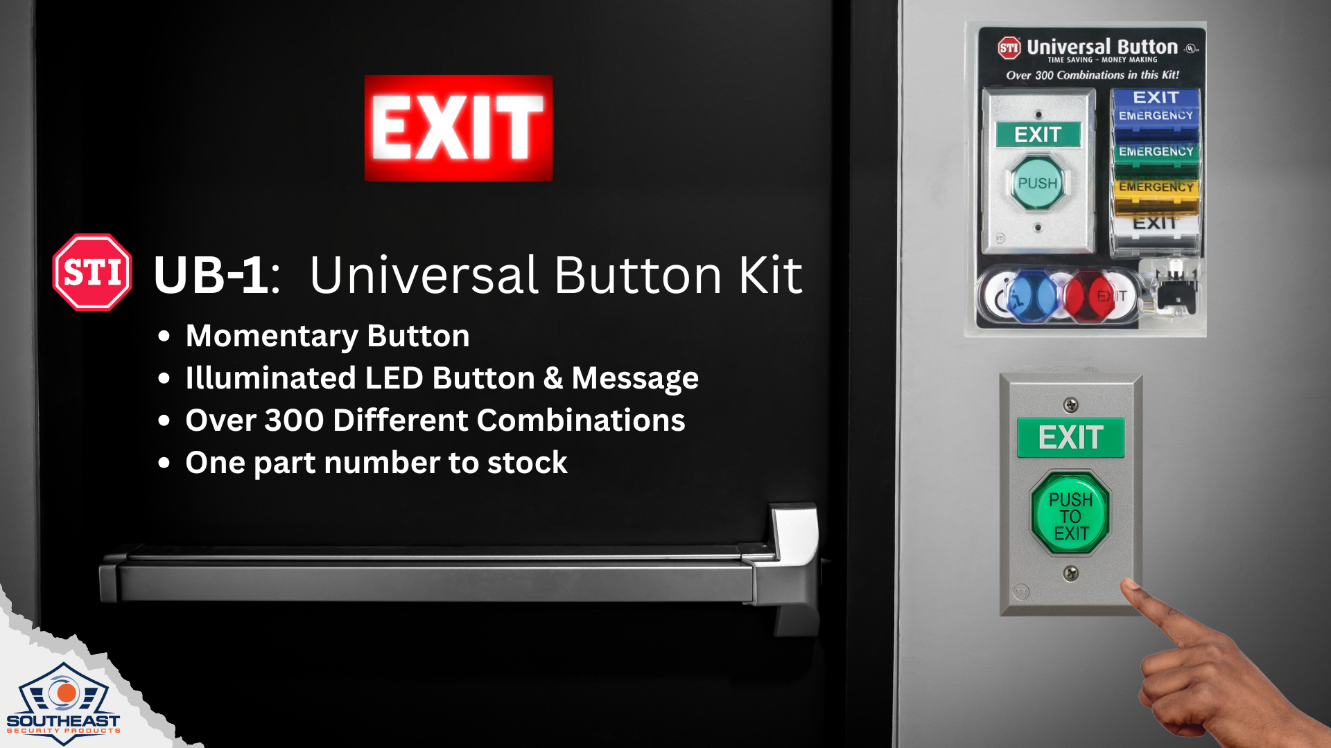 STI Universal Button Kit UB-1 with push to exit button and over 300 configurations